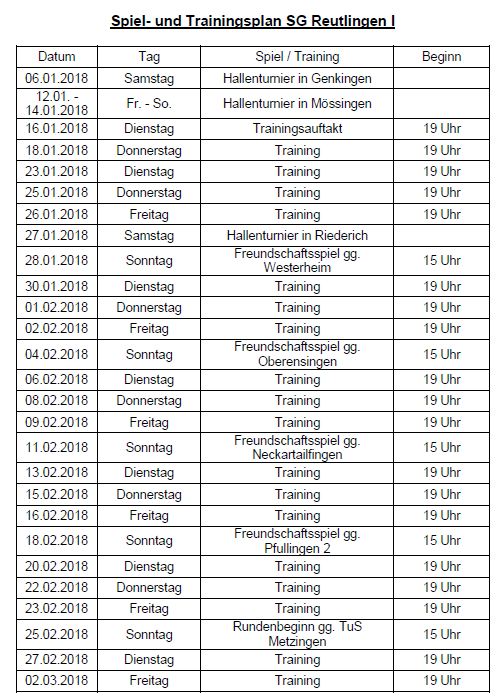 Trainingsplan SG1